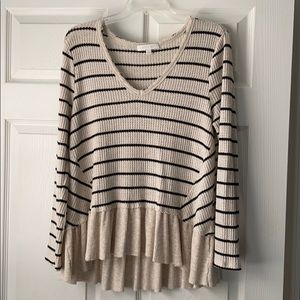 Anthropologie striped waffle top by Eri and Ali